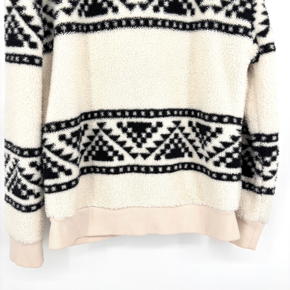 Faherty B.Yellowtail High Pile Sherpa Fleece Jacket Cream Black Aztec Print M - Picture 10 of 13